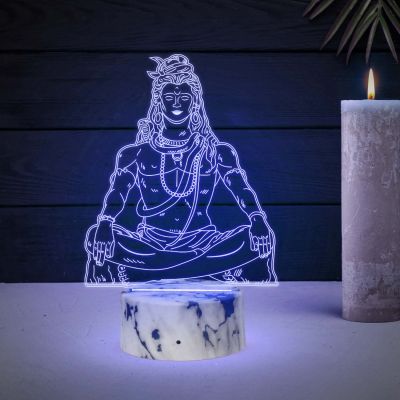 Lord Shiva Acrylic Night lamp with multicolored Light  Festival Gifts Meditation Lamp for Temple Room